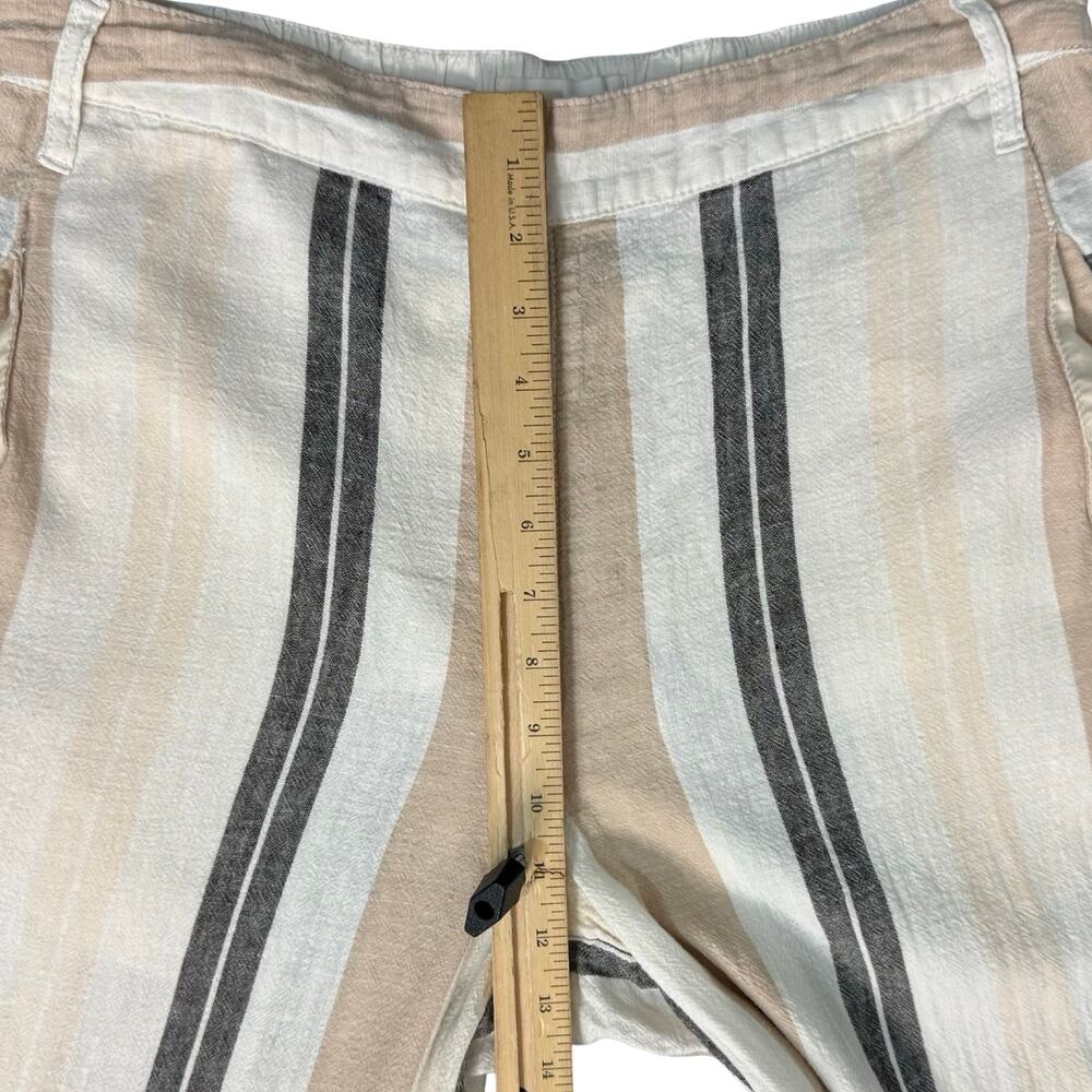 Anthropologie Beige Black White Neutral Stripe Linen Blend Wide Leg Pants size M - Picture 7 of 12